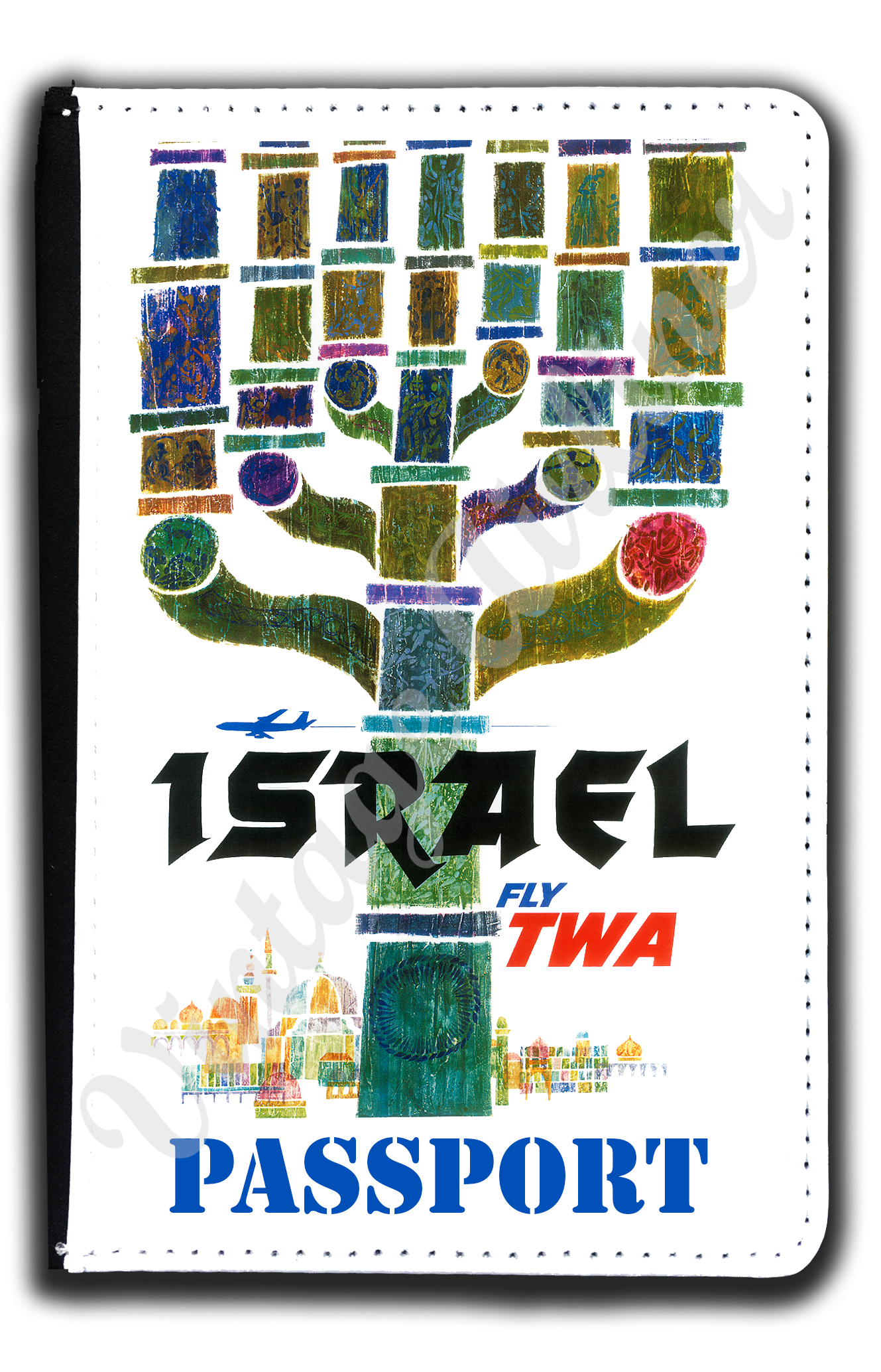TWA Israel 1950's Travel Poster Passport Case