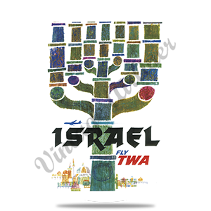 TWA Israel 1950's Travel Poster Round Sandstone Coaster