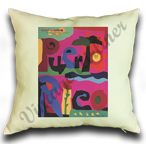AA Puerto Rico Travel Poster Linen Pillow Case Cover