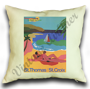 AA St. Thomas/St. Croix Travel Poster Linen Pillow Case Cover