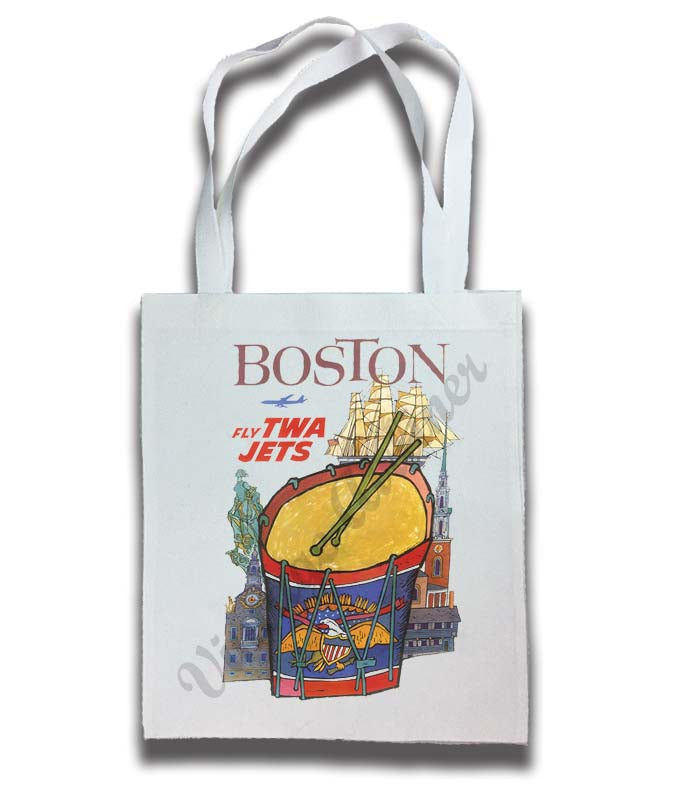 TWA Boston Travel Poster Tote Bag