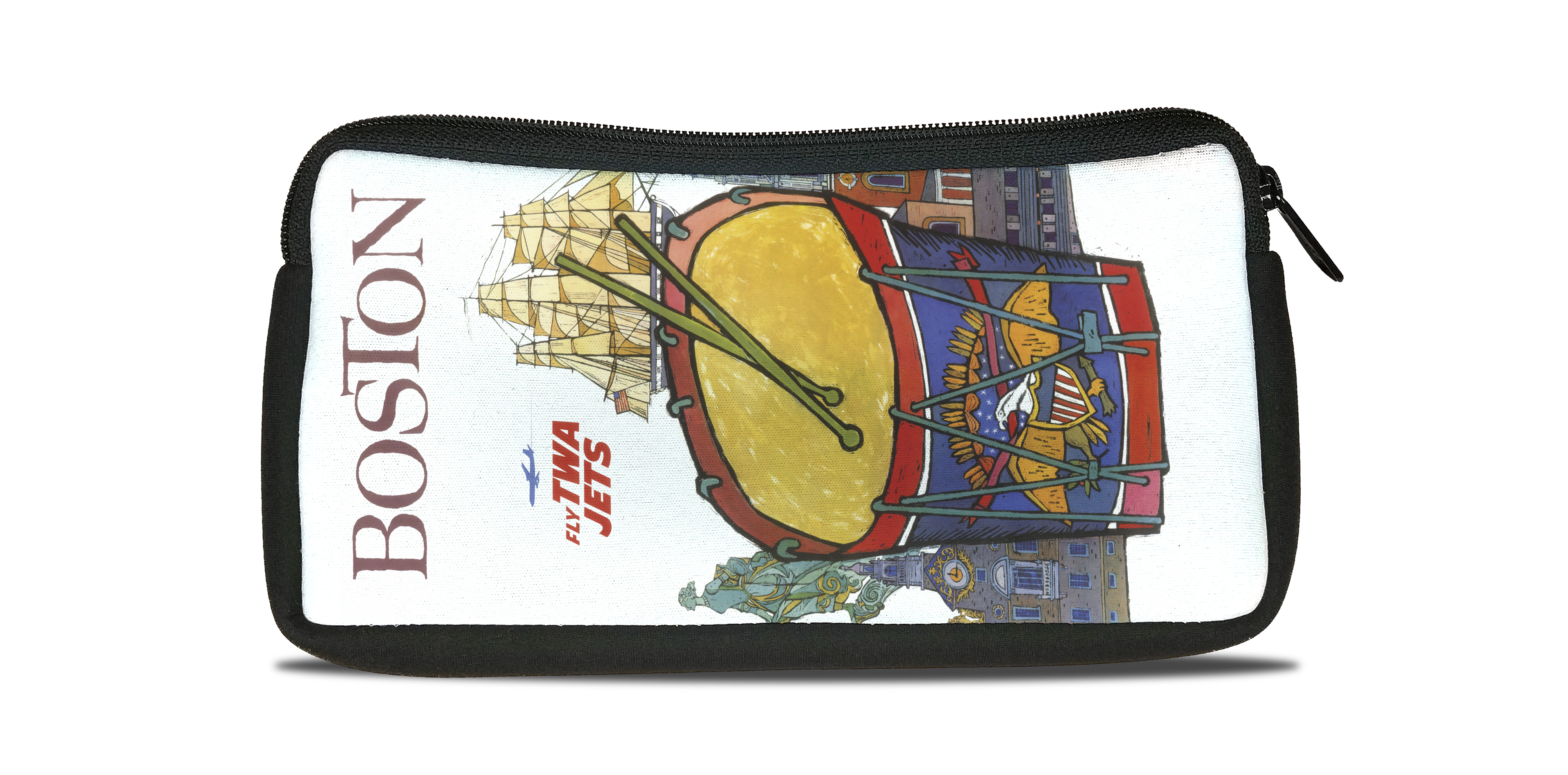 TWA Boston Travel Poster Bag Sticker Travel Pouch