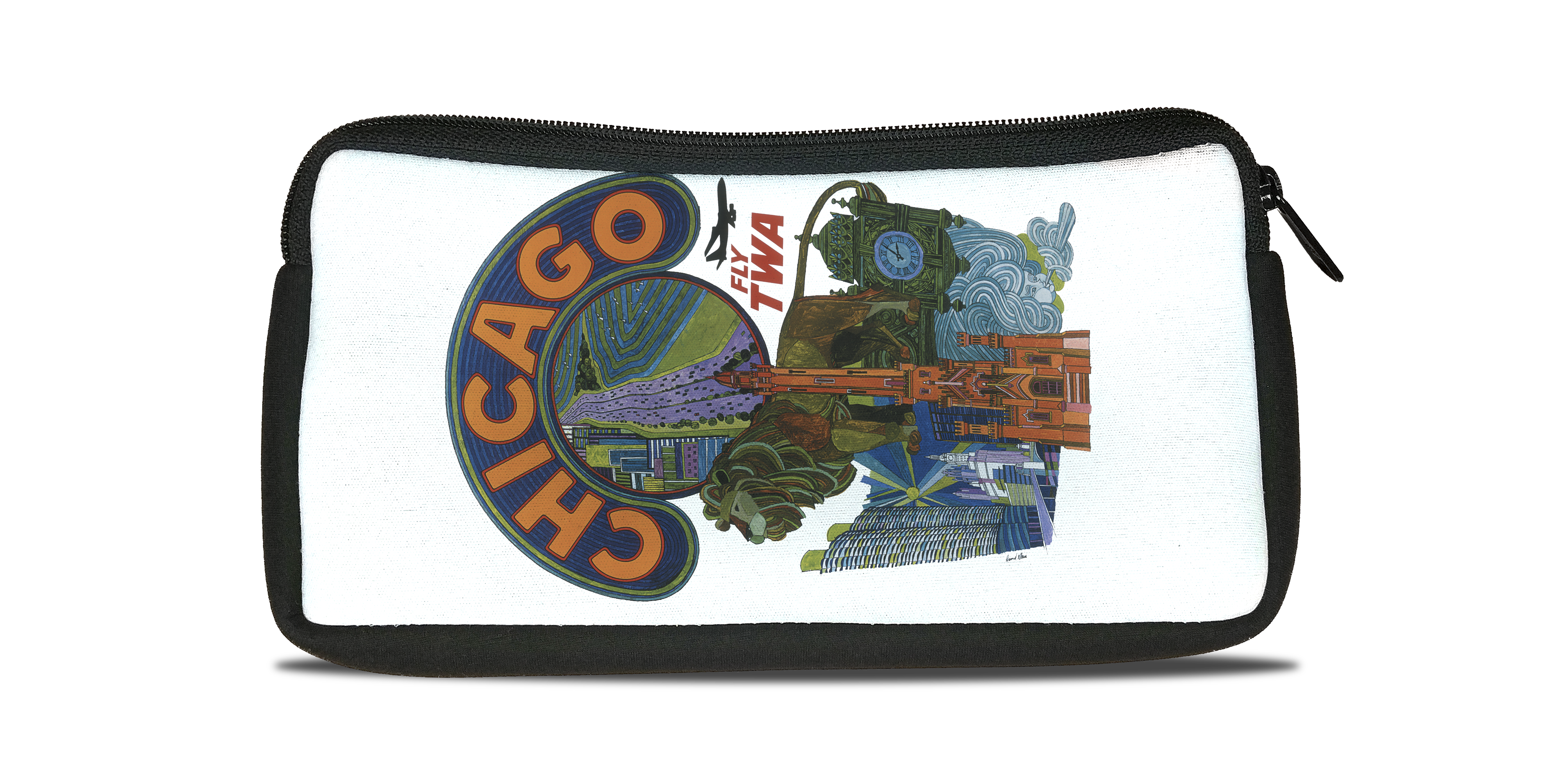 TWA Chicago Travel Poster Bag Sticker Travel Pouch