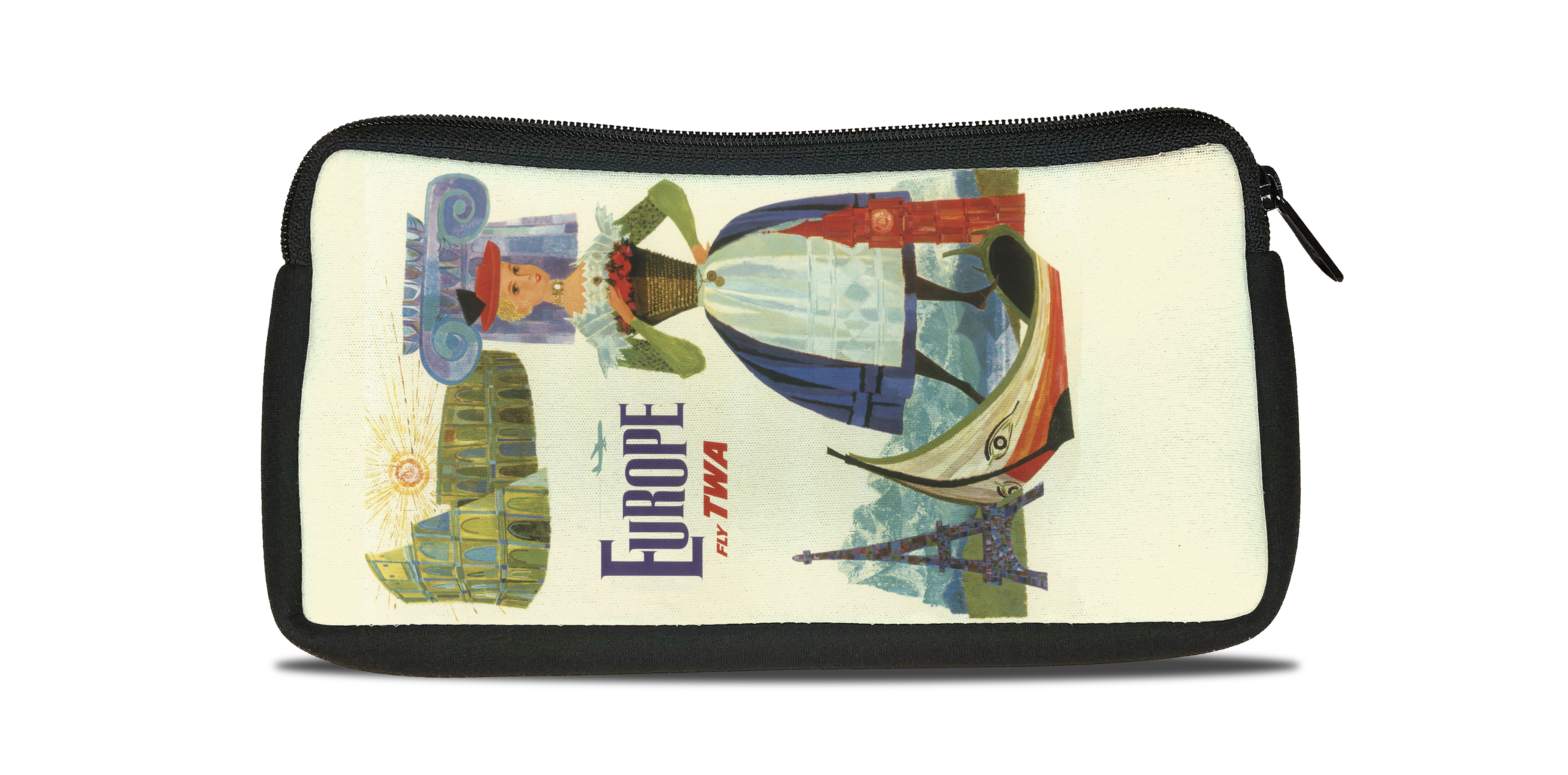 TWA Europe Travel Poster Bag Sticker Travel Pouch
