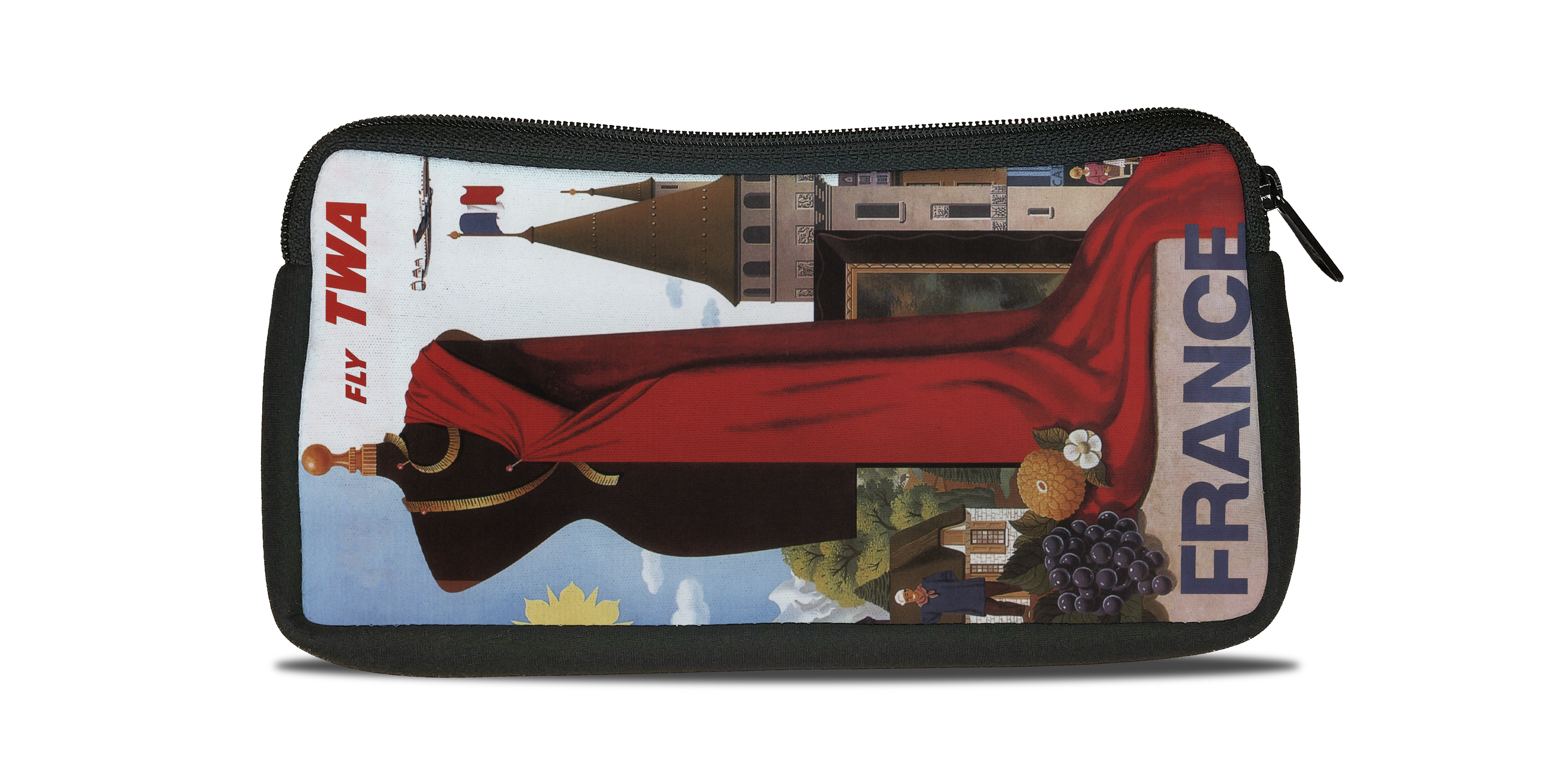Fly TWA France Couture Original Travel Poster Bag Sticker Travel Pouch