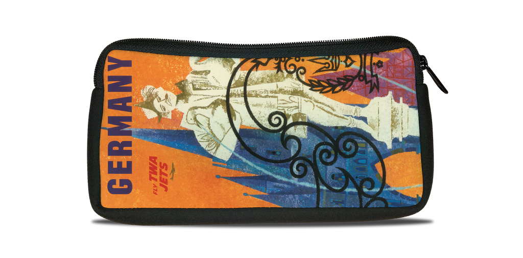 TWA Germany 1950's Travel Poster Bag Sticker Travel Pouch