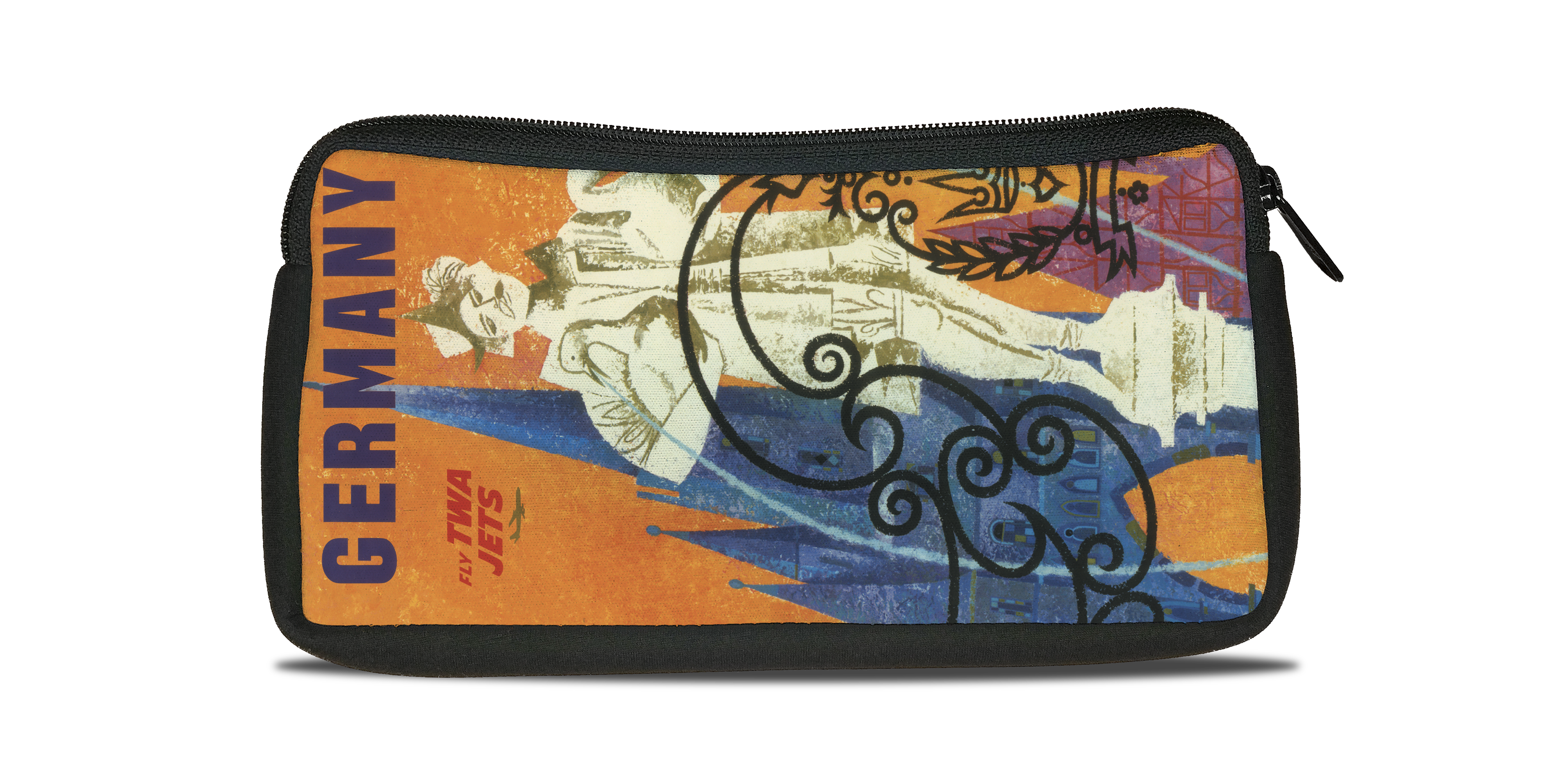 TWA Germany 1950's Travel Poster Bag Sticker Travel Pouch