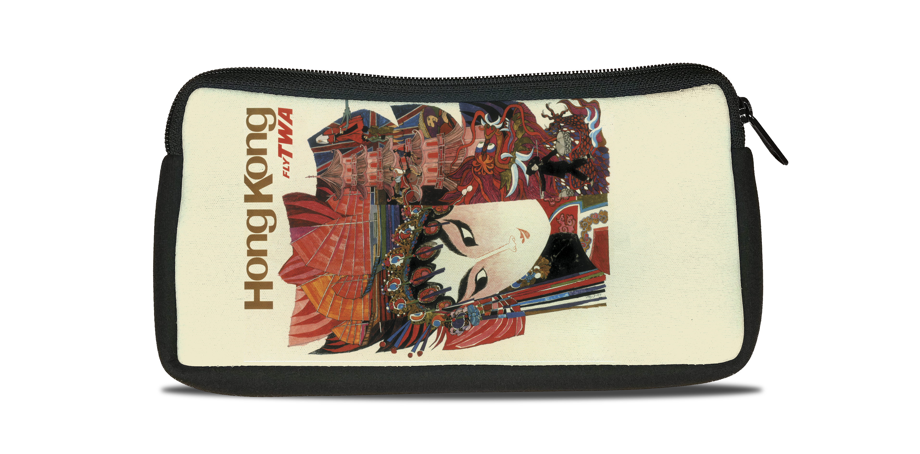 TWA Hong Kong Travel Poster Bag Sticker Travel Pouch