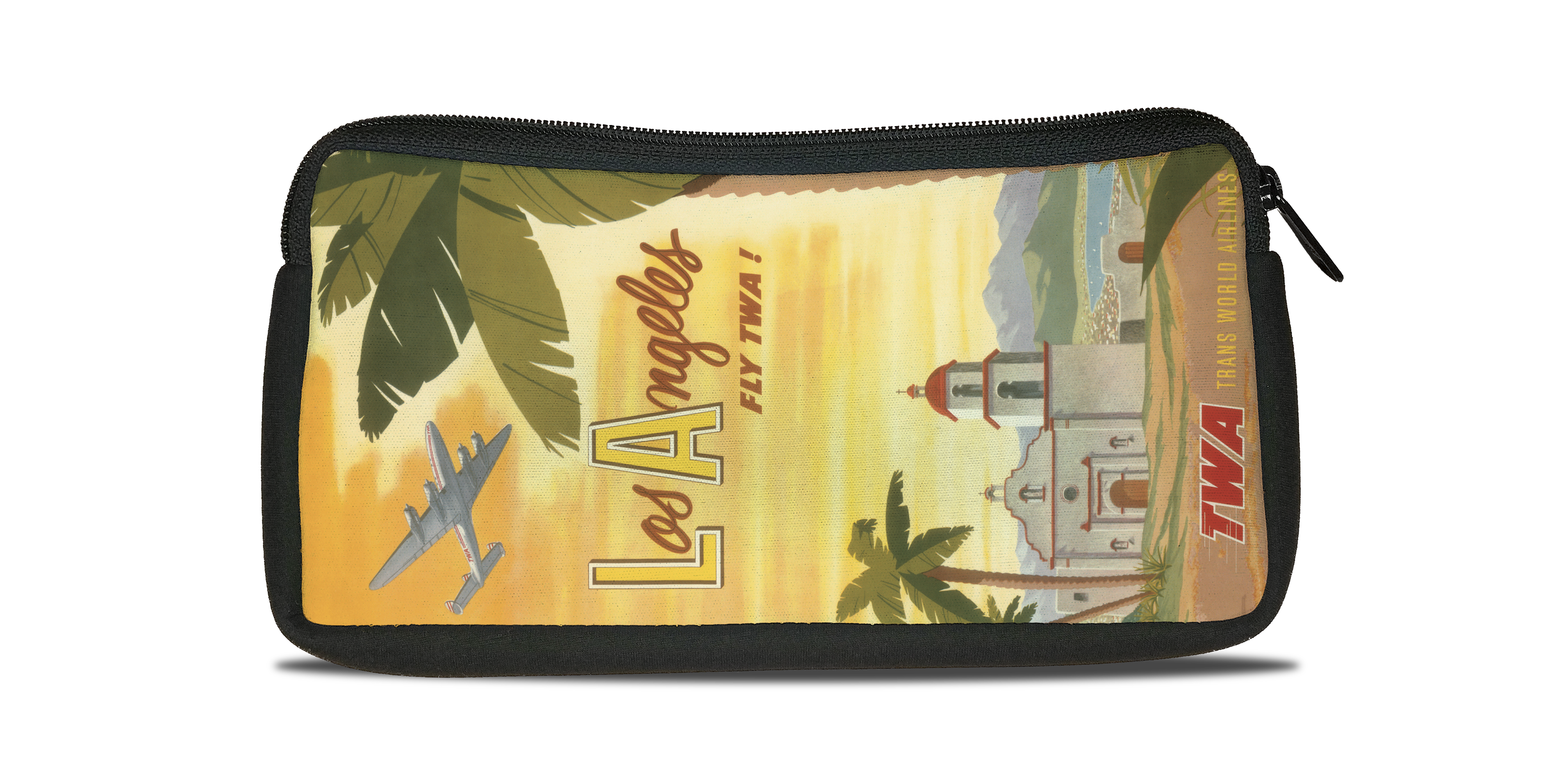 TWA Los Angeles 1950's Travel Poster Bag Sticker Travel Pouch
