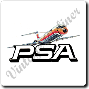 PSA Airlines DC9 Vintage Bag Sticker Square Sandstone Coaster