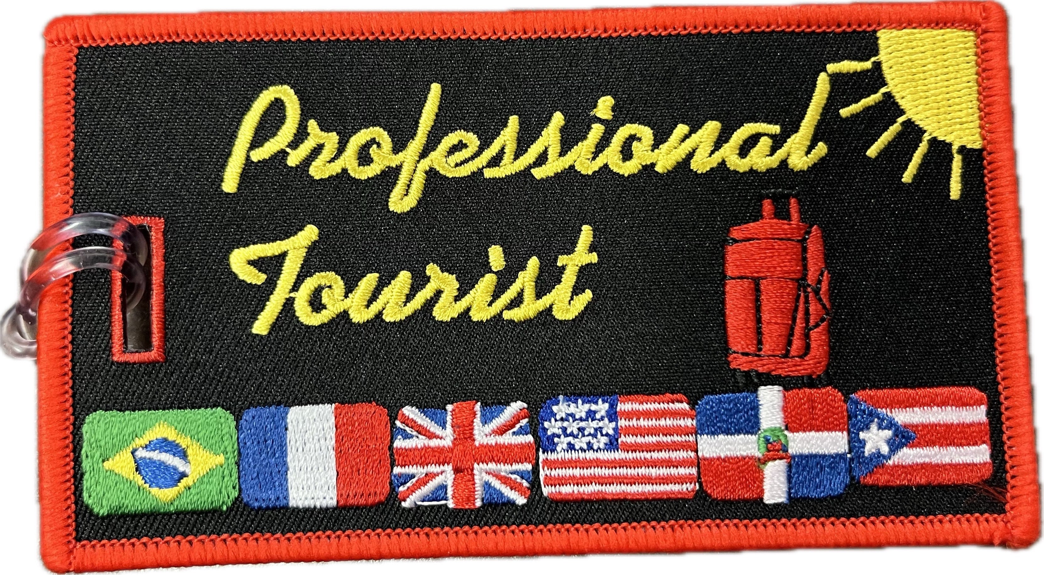Black Professional Tourist - Embroidered Bag Tag