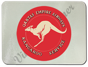 QANTAS Empire Airways 1940's Vintage Bag Sticker Glass Cutting Board