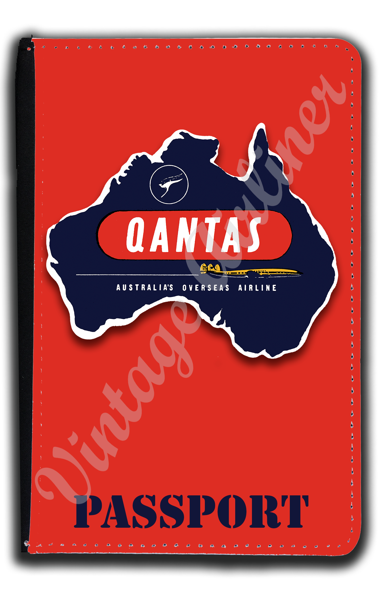 QANTAS Vintage Bag Sticker Passport Case