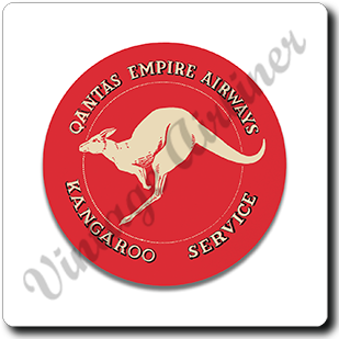 QANTAS Empire Airways 1940's Vintage Square Sandstone Coaster