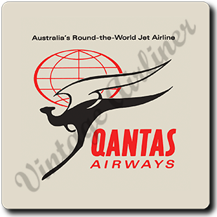 QANTAS Airways 1950's Vintage Square Sandstone Coaster