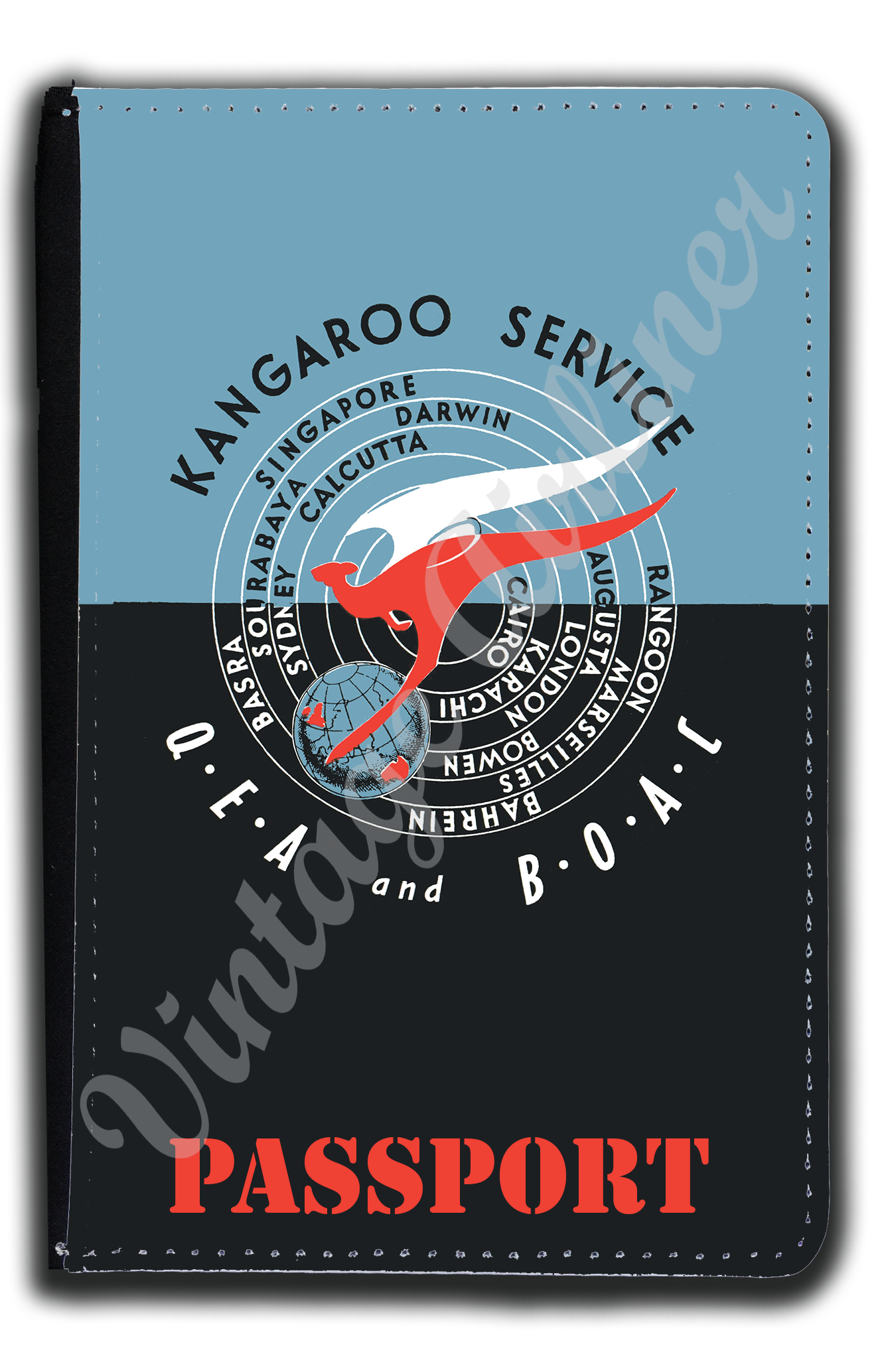 QANTAS Empire Airways 1950's Vintage Bag Sticker Passport Case