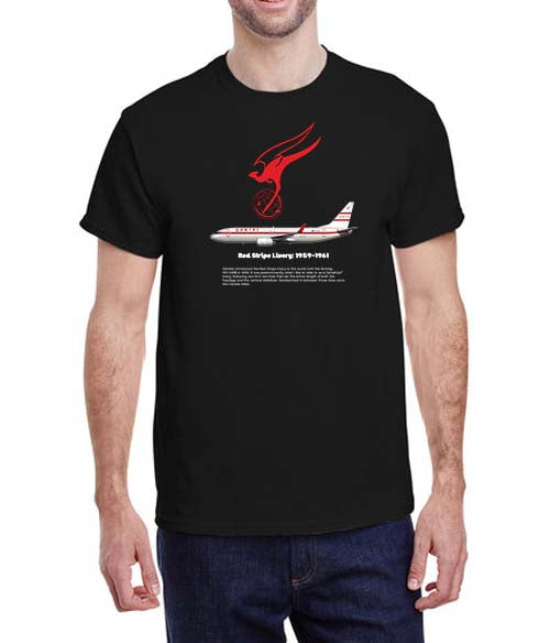 QANTAS - Red Stripe Livery: 1959-1961 - T-Shirt