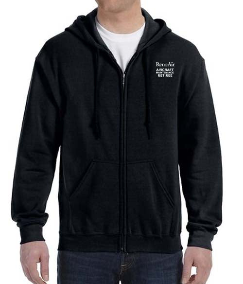 RETIREE Reno Air Aircraft Maintenance Unisex Zipped Hooded Sweatshirt Embroidered