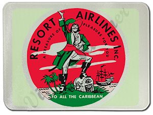 Resort Airlines 1960's Sticker Glass Cutting Board