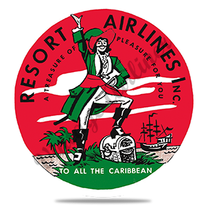 Resort Airlines Vintage Bag Sticker Round Sandstone Coaster