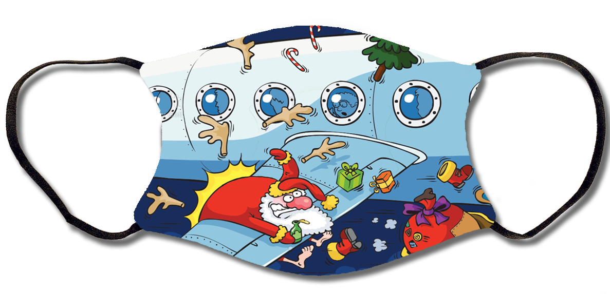 Santa on a Plane Face Mask