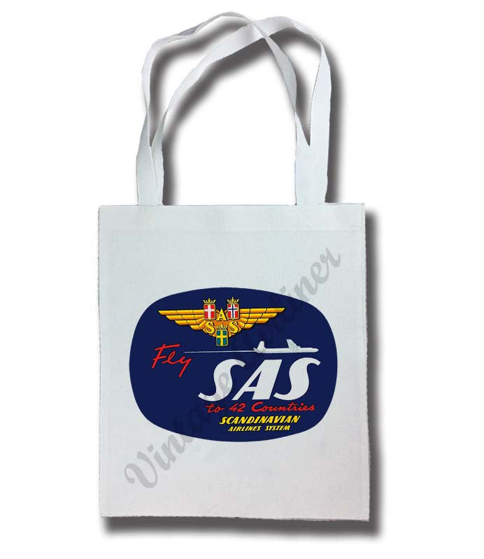 Scandinavian Airlines (SAS) 1950's Vintage Tote Bag