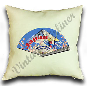 Scandinavian Airlines 1950's Vintage Japan Bag Sticker Linen Pillow Case Cover