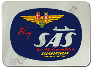 SAS Airlines 1950's Sticker Glass Cutting Board