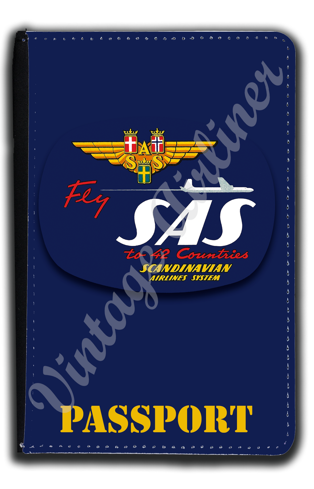Scandinavian Airlines (SAS) 1950's Vintage Bag Sticker Passport Case