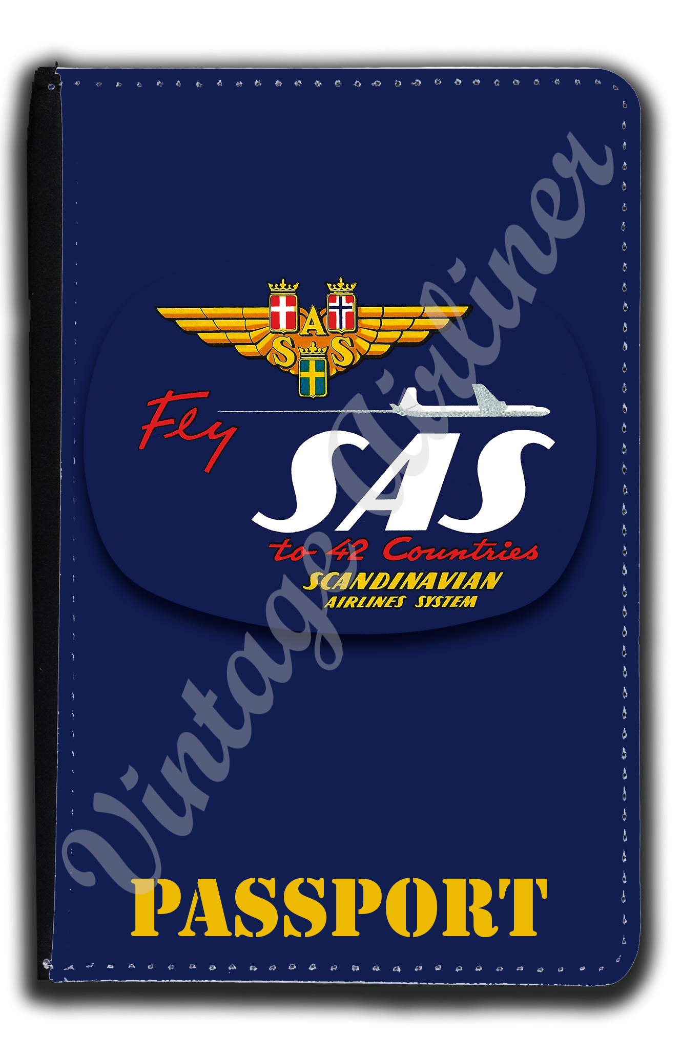 Scandinavian Airlines (SAS) 1950's Vintage Bag Sticker Passport Case