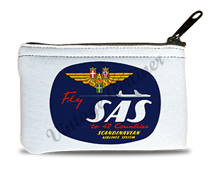 Scandinavian Airlines 1950's Vintage Bag Sticker Rectangular Coin Purse