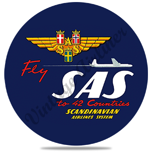 Scandinavian Airlines (SAS) 1950's Vintage Round Sandstone Coaster