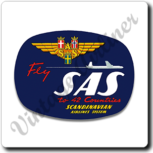 Scandinavian Airlines (SAS) 1950's Vintage Square Sandstone Coaster