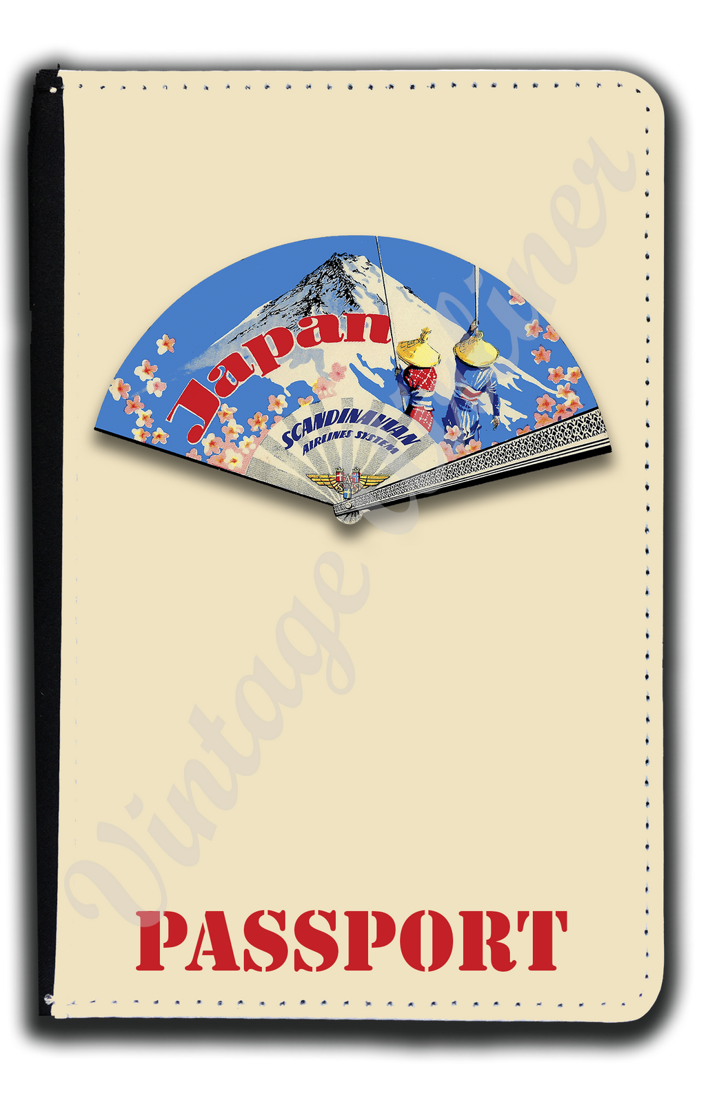 Scandinavian Airlines (SAS) 1950's Vintage Japan Bag Sticker Passport Case