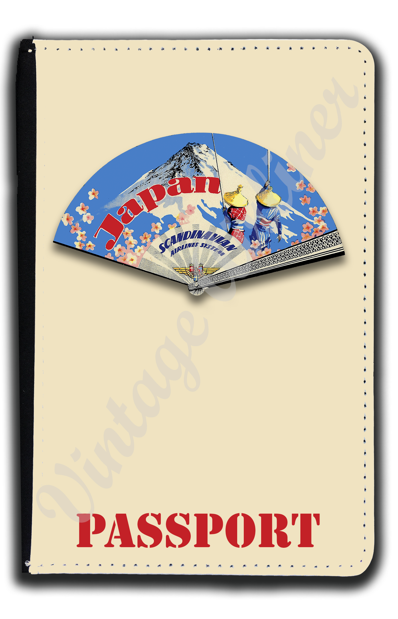 Scandinavian Airlines (SAS) 1950's Vintage Japan Bag Sticker Passport Case