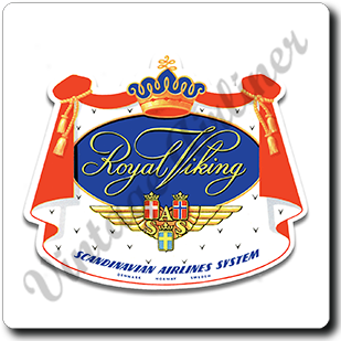 SAS Airlines Royal Viking Vintage Bag Sticker Square Sandstone Coaster