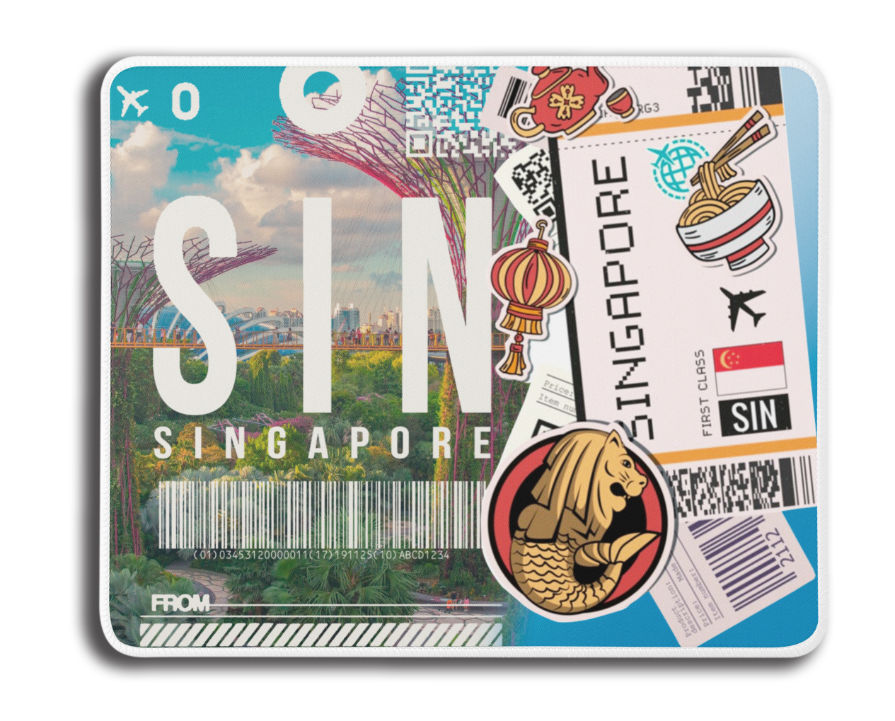 Ticket To Singapore Collage Mousepad