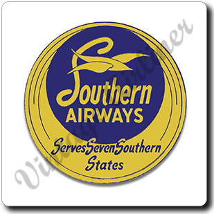 Southern Airways Round Vintage Square Sandstone Coaster