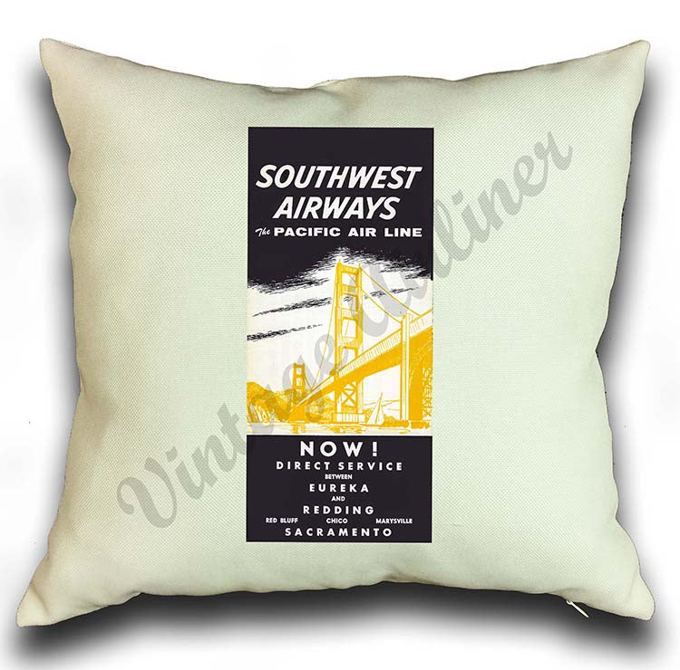 Southwest Airways The Pacific Air Line Vintage Pillow Case Cover