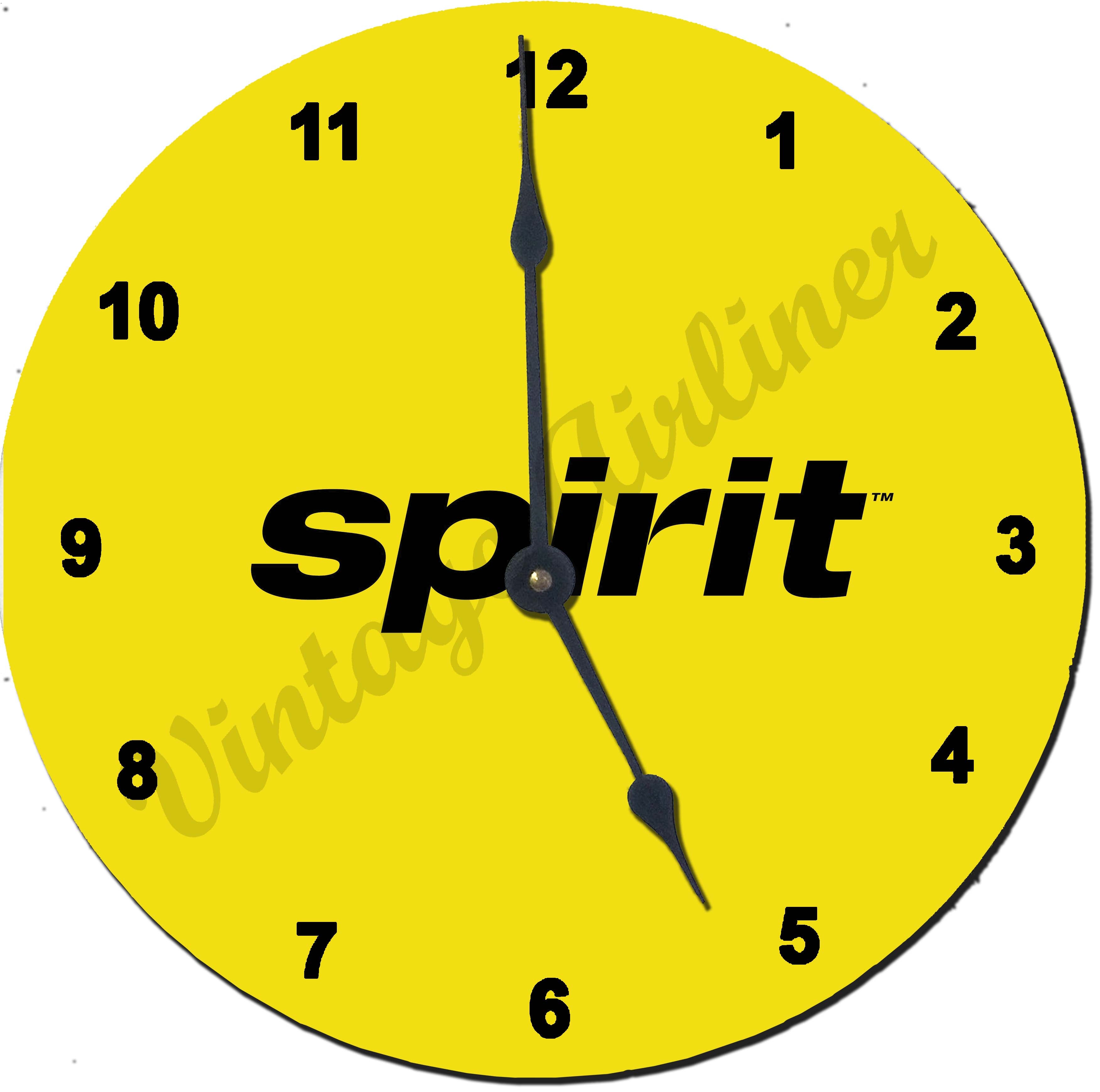 Spirit Airlines Black on Yellow Wall Clock