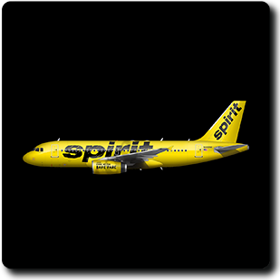 Spirit Airlines A319 Yellow Livery  -  Square Sandstone Coaster
