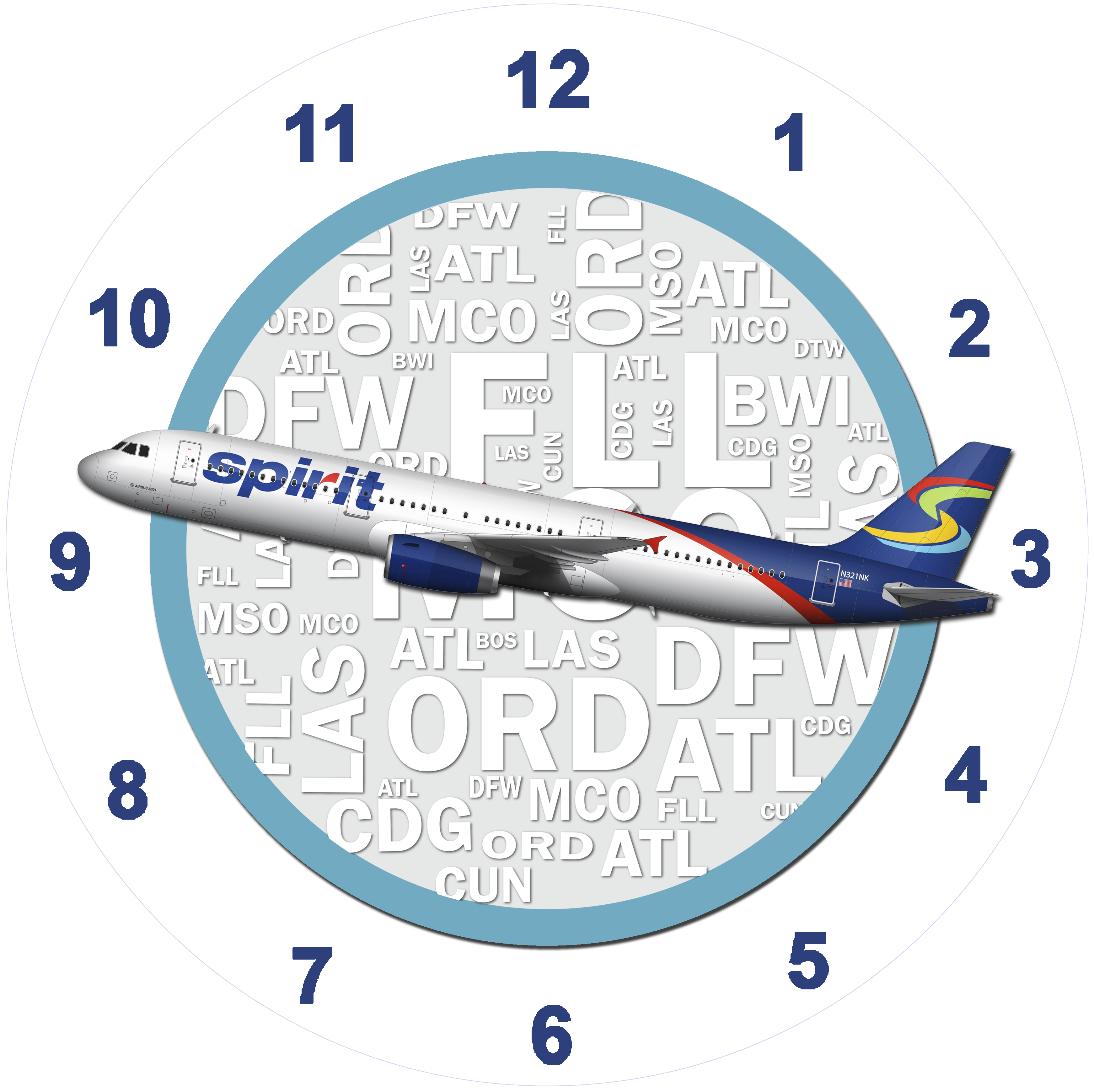 Spirit Airlines A319 Caribbean Livery Wall Clock