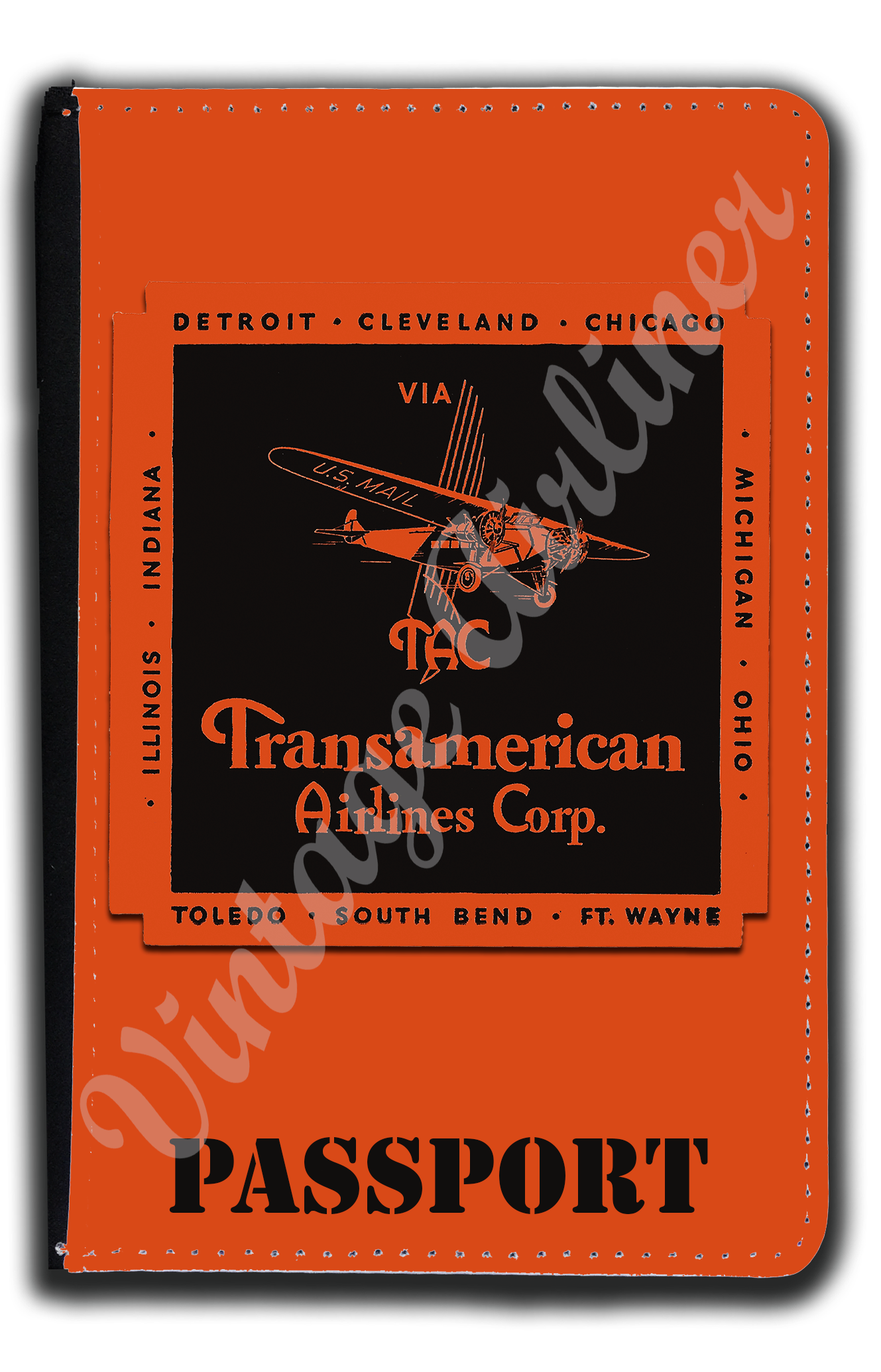 Transamerican Airlines Bag Sticker Passport Case
