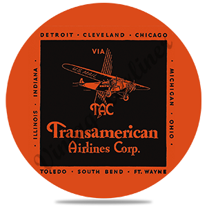 Transamerican Airlines Vintage Round Sandstone Coaster