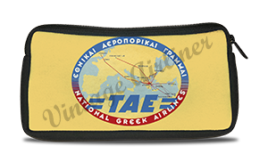 TAE Greek Airlines Vintage Bag Sticker Travel Pouch
