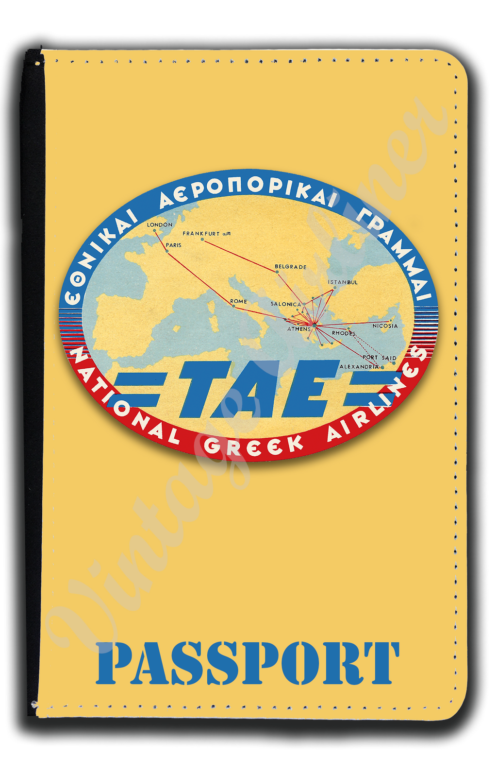 TAE Greek Airlines Vintage Bag Sticker Passport Case