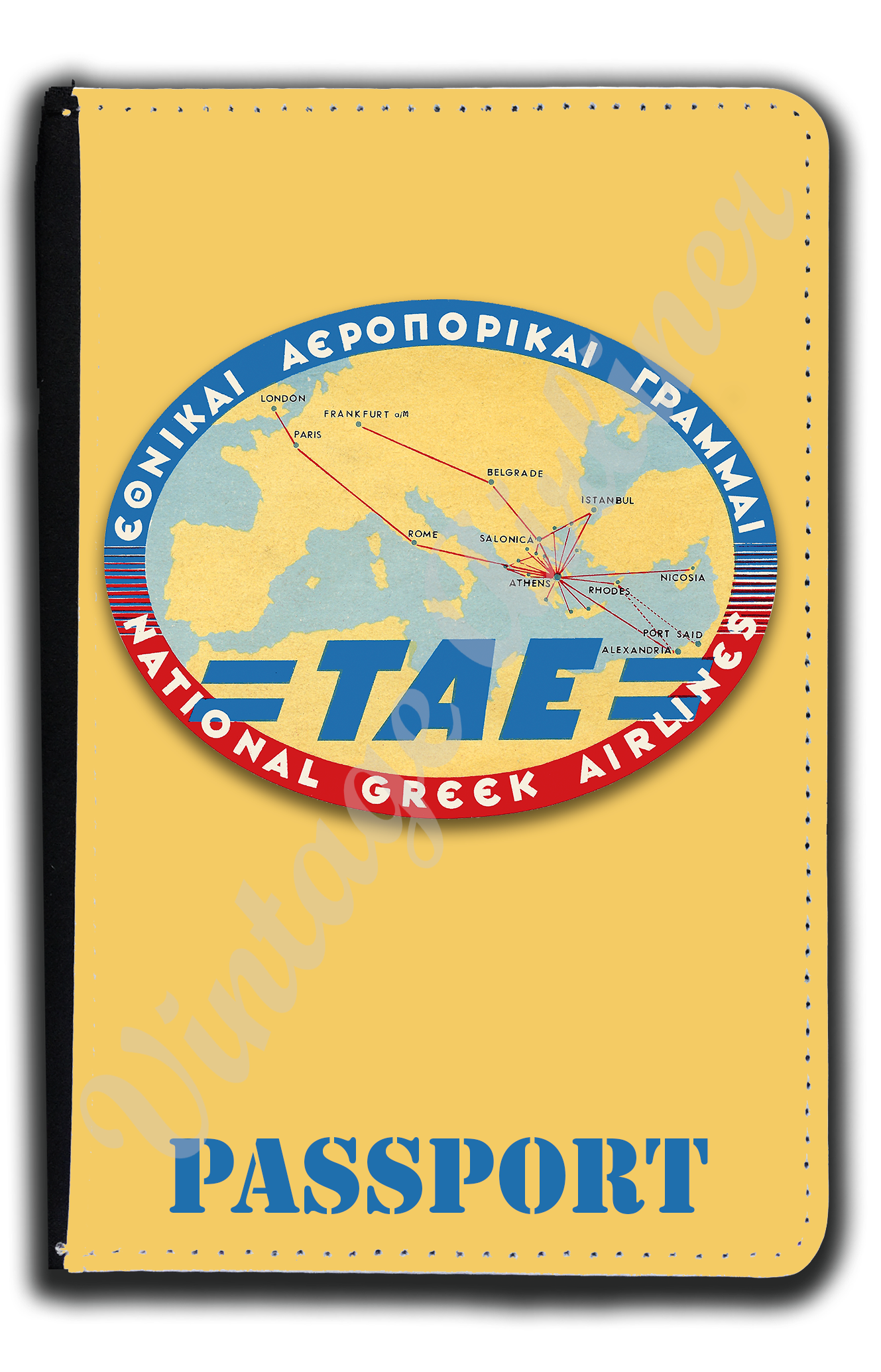 TAE Greek Airlines Vintage Bag Sticker Passport Case