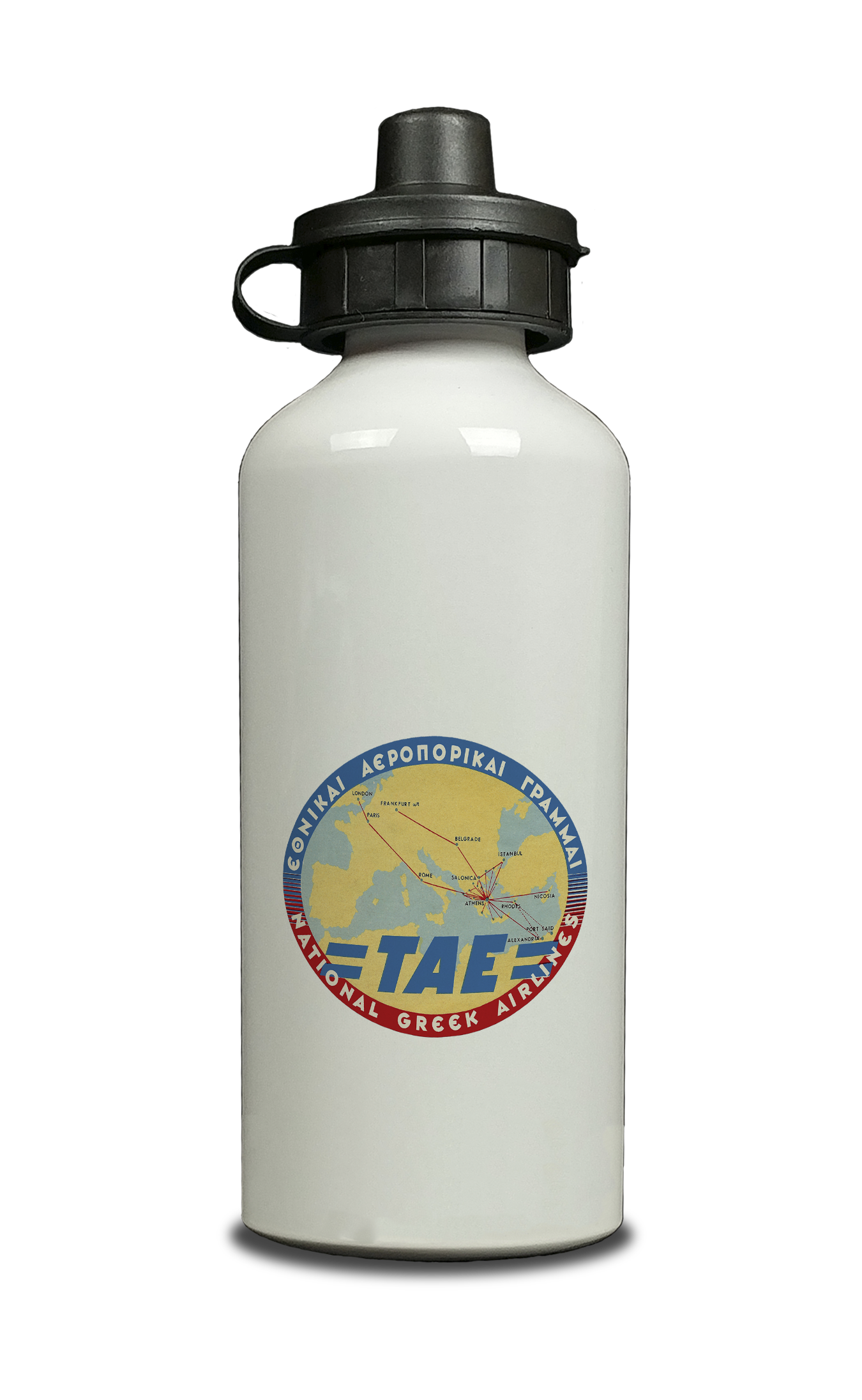 TAE Greek Airlines Vintage Aluminum Water Bottle
