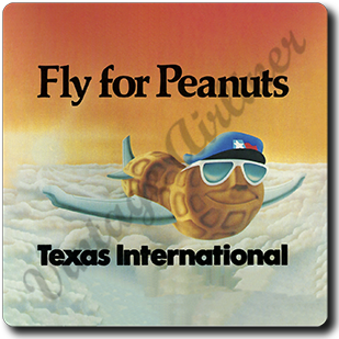 Texas International Airlines Captain Peanuts Square Sandstone Coaster