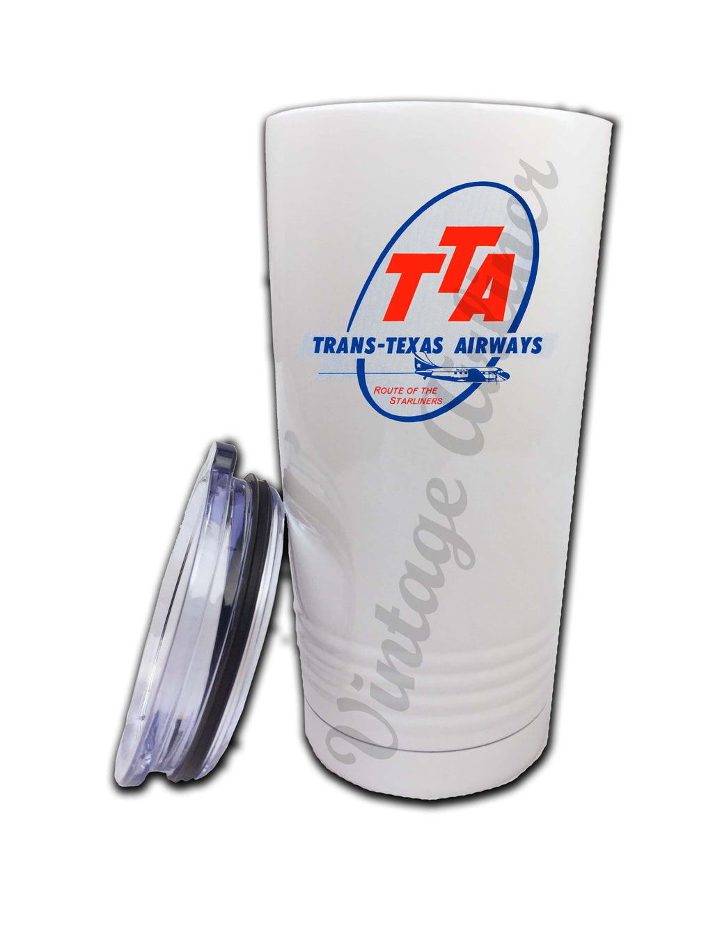 Trans Texas Airways 1940's Vintage Bag Sticker Tumbler